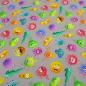 Preview: Stoff Baumwolle Jersey mit Monster Design grau multicolor bunt Kinderstoff Kleiderstoff